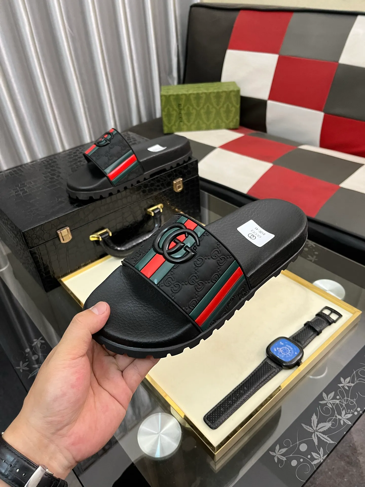 Men's men's shoes💰260⌚️⌚️ＧＵＣＣＩ.Gucci.Official website 1:1 popular slippers hot sale! Original original material 🩴 SIZE: 38-46 (45.46 non-refundable)